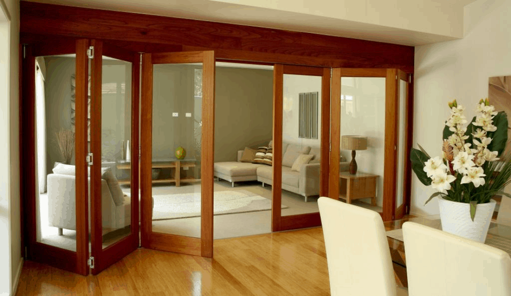 cửa kính khung gỗ
